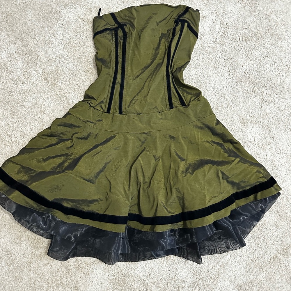 Strapless Olive Green Dress